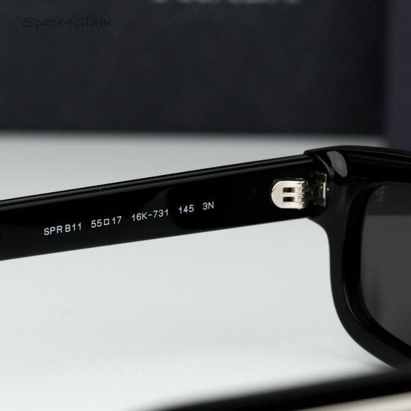 Prada Women Sunglasses Black Grey Rectangle PRB11S 16K731 NEW AUTHENTIC - Picture 6 of 10